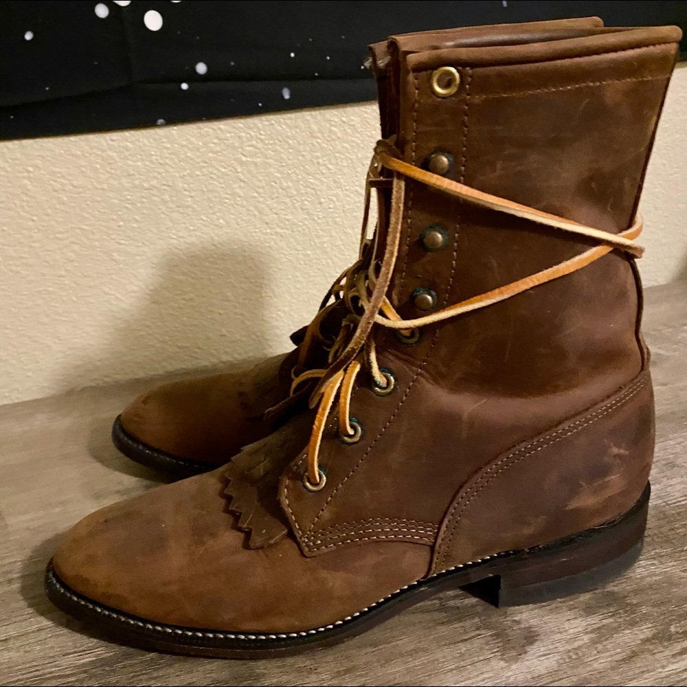 Brown Real Leather Cowgirl Boots